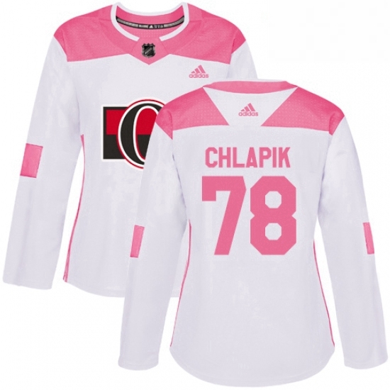 Womens Adidas Ottawa Senators 78 Filip Chlapik Authentic WhitePink Fashion NHL Jersey Womens Adidas Ottawa Senators 78 Filip Chlapik Authentic WhitePink Fashion NHL Jersey