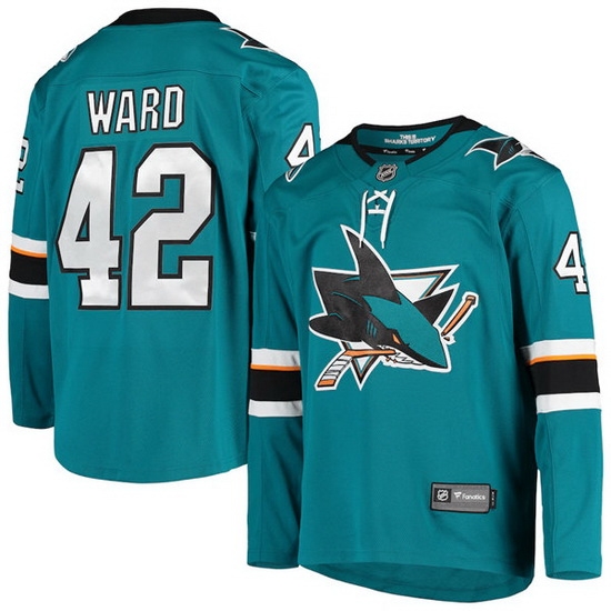 Men San Jose Sharks 42 Joel Ward Teal Stitched jersey Men San Jose Sharks 42 Joel Ward Teal Stitched jersey