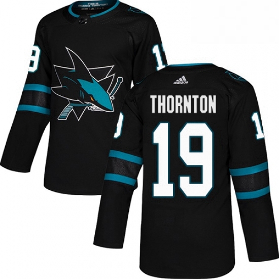 Mens Adidas San Jose Sharks 19 Joe Thornton Premier Black Alternate NHL Jersey Mens Adidas San Jose Sharks 19 Joe Thornton Premier Black Alternate NHL Jersey