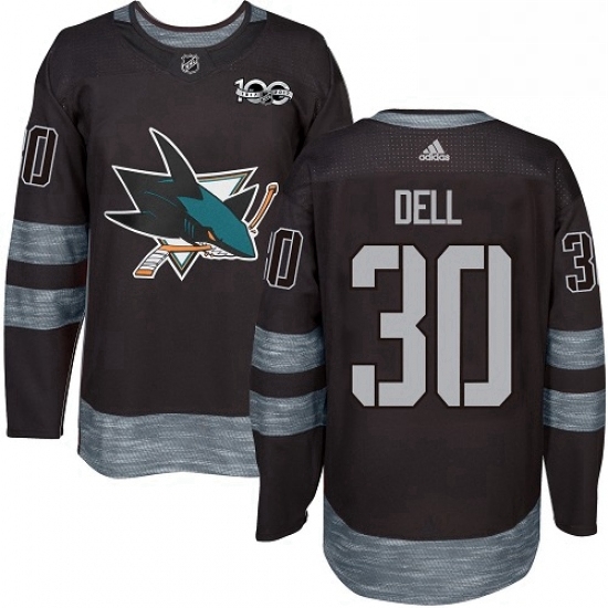 Mens Adidas San Jose Sharks 30 Aaron Dell Premier Black 1917 2017 100th Anniversary NHL Jersey Mens Adidas San Jose Sharks 30 Aaron Dell Premier Black 1917 2017 100th Anniversary NHL Jersey