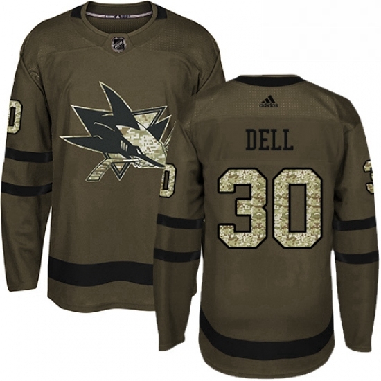 Mens Adidas San Jose Sharks 30 Aaron Dell Premier Green Salute to Service NHL Jersey Mens Adidas San Jose Sharks 30 Aaron Dell Premier Green Salute to Service NHL Jersey