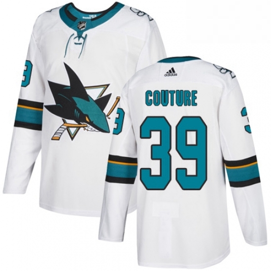 Mens Adidas San Jose Sharks 39 Logan Couture White Road Authentic Stitched NHL Jersey Mens Adidas San Jose Sharks 39 Logan Couture White Road Authentic Stitched NHL Jersey