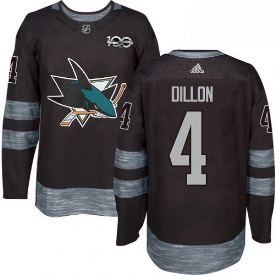 Mens Adidas San Jose Sharks 4 Brenden Dillon Authentic Black 1917 2017 100th Anniversary NHL Jersey Mens Adidas San Jose Sharks 4 Brenden Dillon Authentic Black 1917 2017 100th Anniversary NHL Jersey