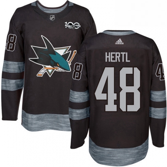 Mens Adidas San Jose Sharks 48 Tomas Hertl Authentic Black 1917 2017 100th Anniversary NHL Jersey Mens Adidas San Jose Sharks 48 Tomas Hertl Authentic Black 1917 2017 100th Anniversary NHL Jersey