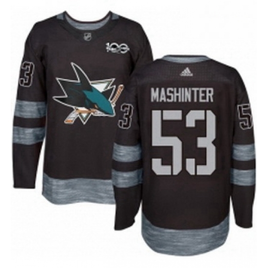 Mens Adidas San Jose Sharks 53 Brandon Mashinter Authentic Black 1917 2017 100th Anniversary NHL Jersey Mens Adidas San Jose Sharks 53 Brandon Mashinter Authentic Black 1917 2017 100th Anniversary NHL Jersey
