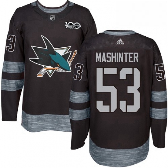 Mens Adidas San Jose Sharks 53 Brandon Mashinter Premier Black 1917 2017 100th Anniversary NHL Jersey Mens Adidas San Jose Sharks 53 Brandon Mashinter Premier Black 1917 2017 100th Anniversary NHL Jersey