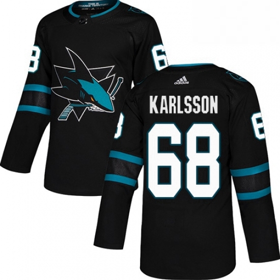 Mens Adidas San Jose Sharks 68 Melker Karlsson Premier Black Alternate NHL Jersey Mens Adidas San Jose Sharks 68 Melker Karlsson Premier Black Alternate NHL Jersey