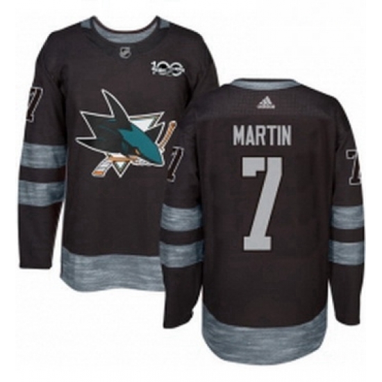 Mens Adidas San Jose Sharks 7 Paul Martin Authentic Black 1917 2017 100th Anniversary NHL Jersey Mens Adidas San Jose Sharks 7 Paul Martin Authentic Black 1917 2017 100th Anniversary NHL Jersey