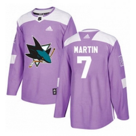Mens Adidas San Jose Sharks 7 Paul Martin Authentic Purple Fights Cancer Practice NHL Jersey Mens Adidas San Jose Sharks 7 Paul Martin Authentic Purple Fights Cancer Practice NHL Jersey