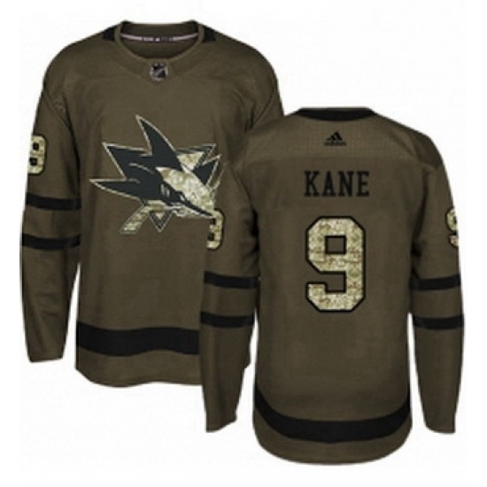 Mens Adidas San Jose Sharks 9 Evander Kane Authentic Green Salute to Service NHL Jerse Mens Adidas San Jose Sharks 9 Evander Kane Authentic Green Salute to Service NHL Jerse