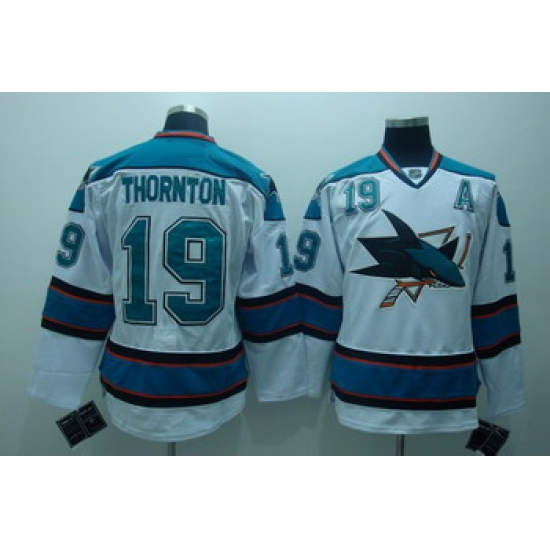 San Jose Sharks 19 Joe thornton white jerseys A patch San Jose Sharks 19 Joe thornton white jerseys A patch