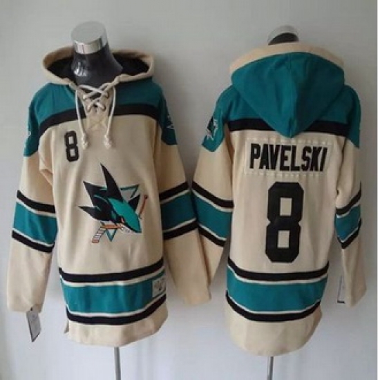 San Jose Sharks #8 Joe Pavelski Cream Sawyer Hooded Sweatshirt Stitched NHL jersey San Jose Sharks #8 Joe Pavelski Cream Sawyer Hooded Sweatshirt Stitched NHL jersey