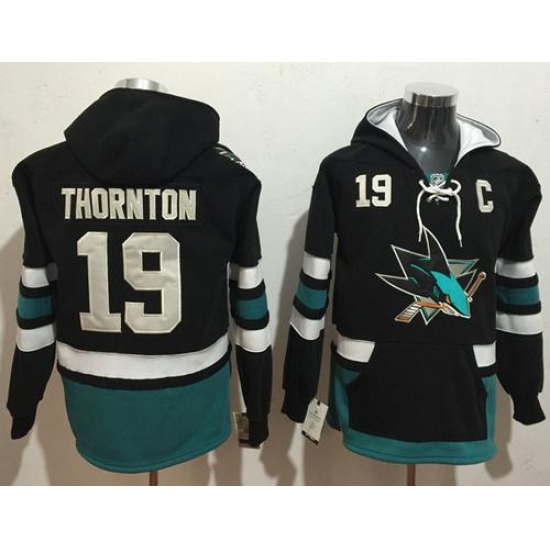 Sharks #19 Joe Thornton Black Name & Number Pullover NHL Hoodie Sharks #19 Joe Thornton Black Name & Number Pullover NHL Hoodie
