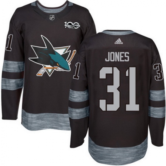 Sharks #31 Martin Jones Black 1917 2017 100th Anniversary Stitched NHL Jersey Sharks #31 Martin Jones Black 1917 2017 100th Anniversary Stitched NHL Jersey