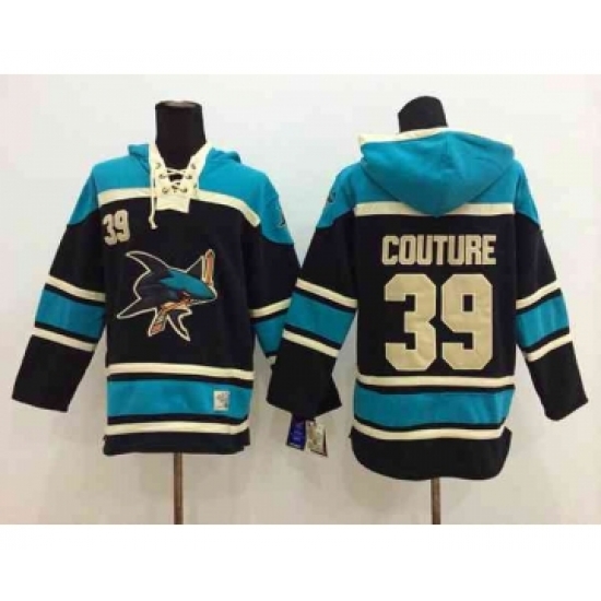 nhl jerseys san jose sharks #39 couture black-green[pullover hooded sweatshirt]