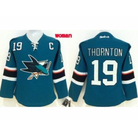 Women NHL San Jose Sharks #19 Joe Thornton blue jerseys Women NHL San Jose Sharks #19 Joe Thornton blue jerseys