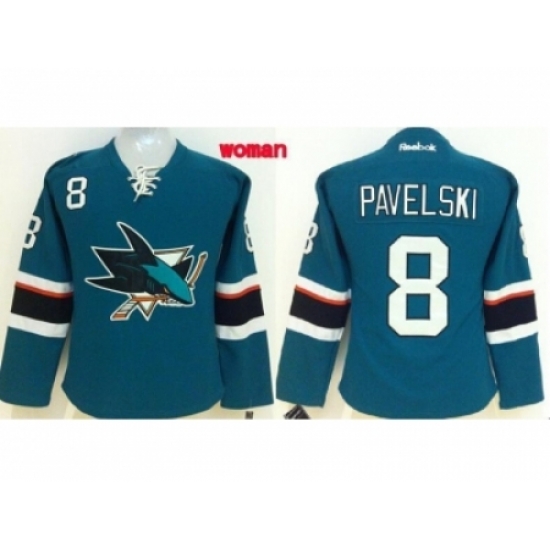 Women NHL San Jose Sharks #8 Joe Pavelski blue jerseys Women NHL San Jose Sharks #8 Joe Pavelski blue jerseys