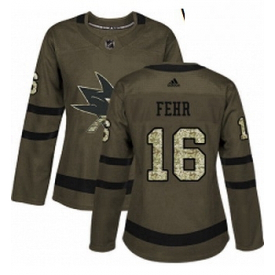 Womens Adidas San Jose Sharks 16 Eric Fehr Authentic Green Salute to Service NHL Jerse Womens Adidas San Jose Sharks 16 Eric Fehr Authentic Green Salute to Service NHL Jerse
