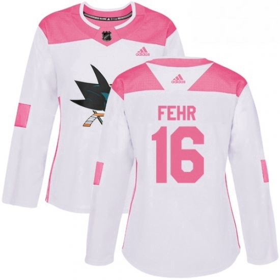 Womens Adidas San Jose Sharks 16 Eric Fehr Authentic White Pink Fashion NHL Jersey Womens Adidas San Jose Sharks 16 Eric Fehr Authentic White Pink Fashion NHL Jersey