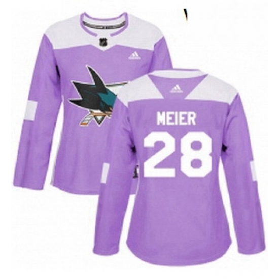 Womens Adidas San Jose Sharks 28 Timo Meier Authentic Purple Fights Cancer Practice NHL Jersey Womens Adidas San Jose Sharks 28 Timo Meier Authentic Purple Fights Cancer Practice NHL Jersey