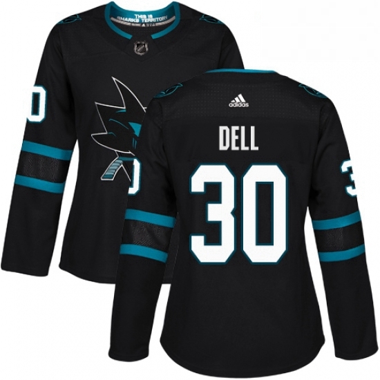 Womens Adidas San Jose Sharks 30 Aaron Dell Premier Black Alternate NHL Jersey Womens Adidas San Jose Sharks 30 Aaron Dell Premier Black Alternate NHL Jersey
