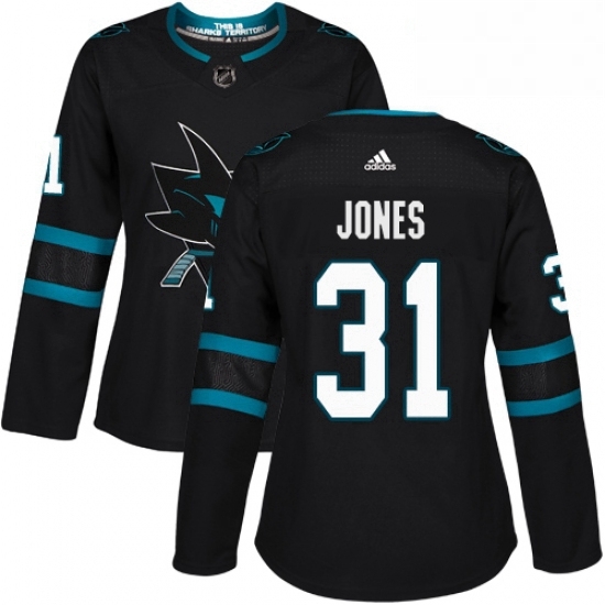 Womens Adidas San Jose Sharks 31 Martin Jones Premier Black Alternate NHL Jersey Womens Adidas San Jose Sharks 31 Martin Jones Premier Black Alternate NHL Jersey