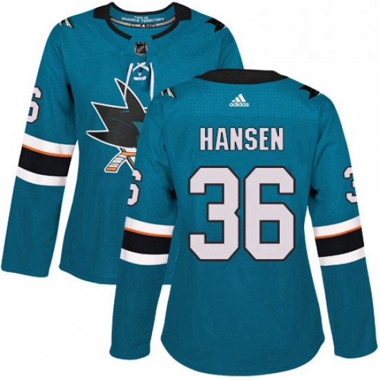 Womens Adidas San Jose Sharks 36 Jannik Hansen Authentic Teal Green Home NHL Jersey Womens Adidas San Jose Sharks 36 Jannik Hansen Authentic Teal Green Home NHL Jersey
