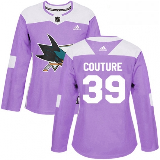 Womens Adidas San Jose Sharks 39 Logan Couture Authentic Purple Fights Cancer Practice NHL Jersey Womens Adidas San Jose Sharks 39 Logan Couture Authentic Purple Fights Cancer Practice NHL Jersey