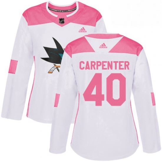 Womens Adidas San Jose Sharks 40 Ryan Carpenter Authentic WhitePink Fashion NHL Jersey Womens Adidas San Jose Sharks 40 Ryan Carpenter Authentic WhitePink Fashion NHL Jersey