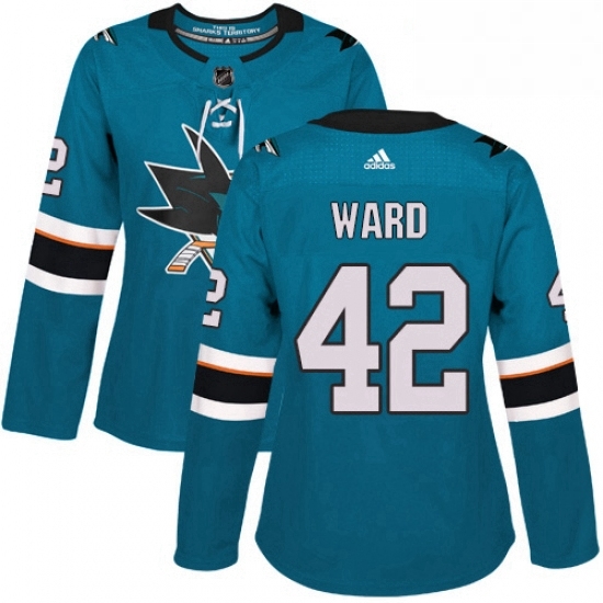 Womens Adidas San Jose Sharks 42 Joel Ward Authentic Teal Green Home NHL Jersey Womens Adidas San Jose Sharks 42 Joel Ward Authentic Teal Green Home NHL Jersey