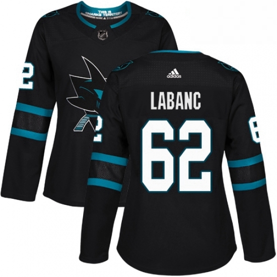 Womens Adidas San Jose Sharks 62 Kevin Labanc Premier Black Alternate NHL Jersey Womens Adidas San Jose Sharks 62 Kevin Labanc Premier Black Alternate NHL Jersey