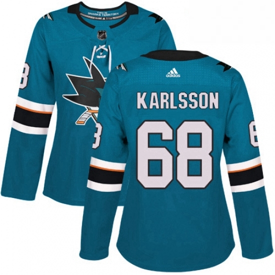 Womens Adidas San Jose Sharks 68 Melker Karlsson Authentic Teal Green Home NHL Jersey Womens Adidas San Jose Sharks 68 Melker Karlsson Authentic Teal Green Home NHL Jersey