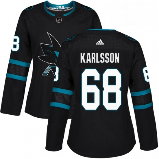 Womens Adidas San Jose Sharks 68 Melker Karlsson Premier Black Alternate NHL Jersey Womens Adidas San Jose Sharks 68 Melker Karlsson Premier Black Alternate NHL Jersey