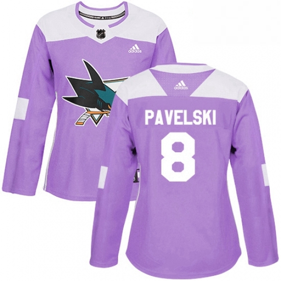 Womens Adidas San Jose Sharks 8 Joe Pavelski Authentic Purple Fights Cancer Practice NHL Jersey Womens Adidas San Jose Sharks 8 Joe Pavelski Authentic Purple Fights Cancer Practice NHL Jersey