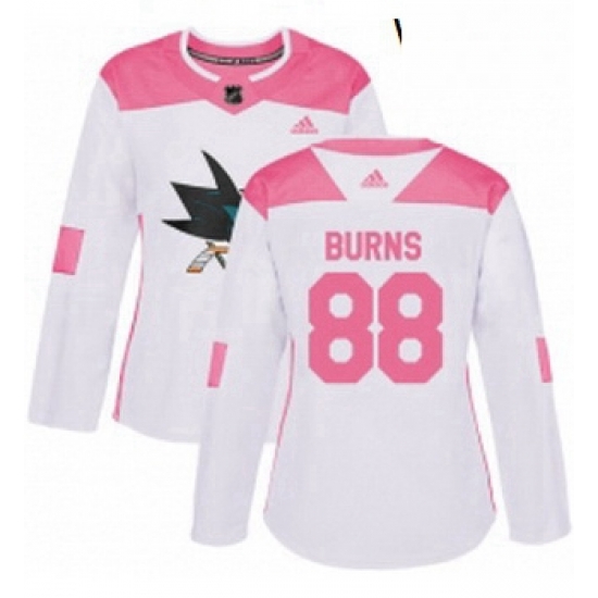 Womens Adidas San Jose Sharks 88 Brent Burns Authentic WhitePink Fashion NHL Jersey Womens Adidas San Jose Sharks 88 Brent Burns Authentic WhitePink Fashion NHL Jersey