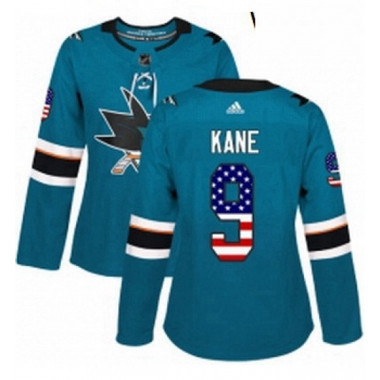 Womens Adidas San Jose Sharks 9 Evander Kane Authentic Teal Green USA Flag Fashion NHL Jerse Womens Adidas San Jose Sharks 9 Evander Kane Authentic Teal Green USA Flag Fashion NHL Jerse