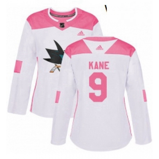 Womens Adidas San Jose Sharks 9 Evander Kane Authentic White Pink Fashion NHL Jerse Womens Adidas San Jose Sharks 9 Evander Kane Authentic White Pink Fashion NHL Jerse