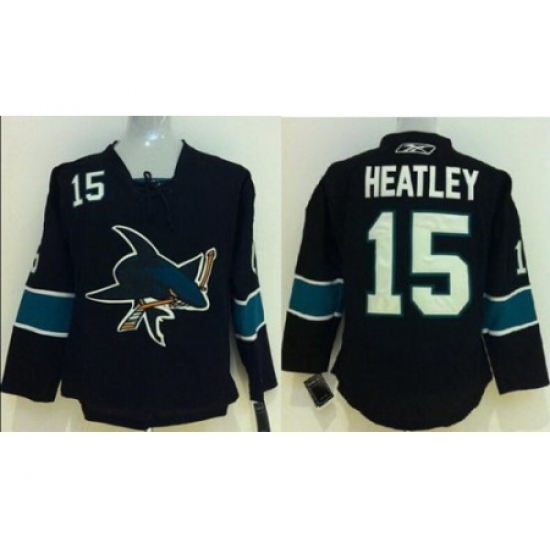 Kids San Jose Sharks 15 Dany Heatley Black NHL Jerseys Kids San Jose Sharks 15 Dany Heatley Black NHL Jerseys