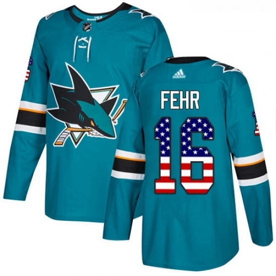 Youth Adidas San Jose Sharks 16 Eric Fehr Authentic Teal Green USA Flag Fashion NHL Jersey Youth Adidas San Jose Sharks 16 Eric Fehr Authentic Teal Green USA Flag Fashion NHL Jersey