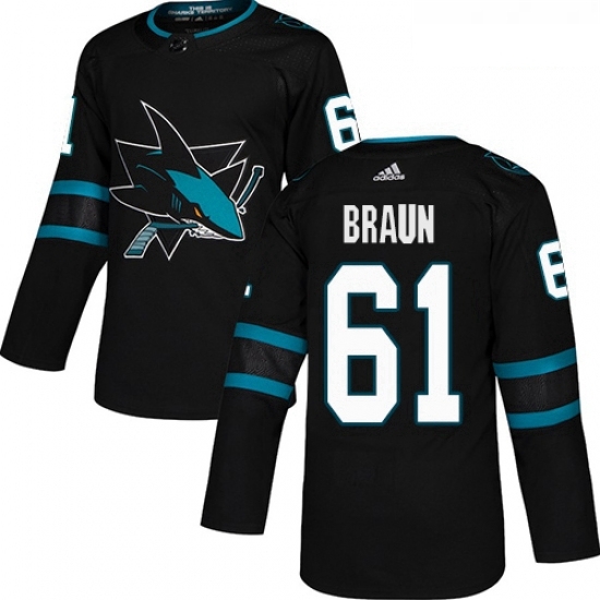 Youth Adidas San Jose Sharks 61 Justin Braun Premier Black Alternate NHL Jersey Youth Adidas San Jose Sharks 61 Justin Braun Premier Black Alternate NHL Jersey