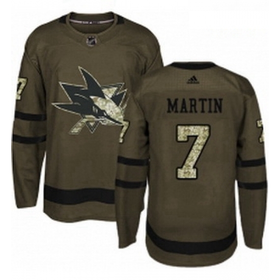 Youth Adidas San Jose Sharks 7 Paul Martin Authentic Green Salute to Service NHL Jersey Youth Adidas San Jose Sharks 7 Paul Martin Authentic Green Salute to Service NHL Jersey