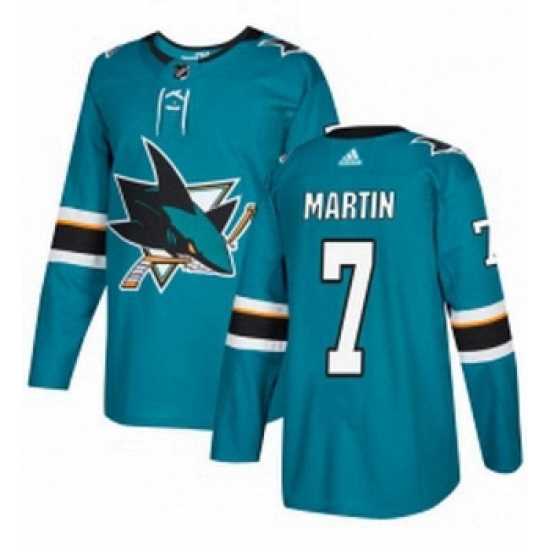 Youth Adidas San Jose Sharks 7 Paul Martin Premier Teal Green Home NHL Jersey Youth Adidas San Jose Sharks 7 Paul Martin Premier Teal Green Home NHL Jersey