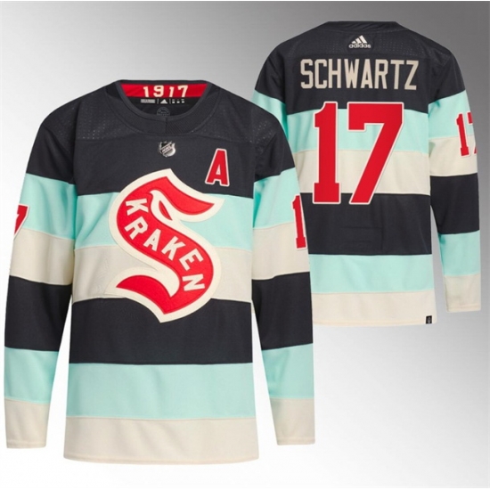Men Seattle Kraken 17 Jaden Schwartz 2024 Deep Sea Blue Winter Classic Stitched Jersey Men Seattle Kraken 17 Jaden Schwartz 2024 Deep Sea Blue Winter Classic Stitched Jersey