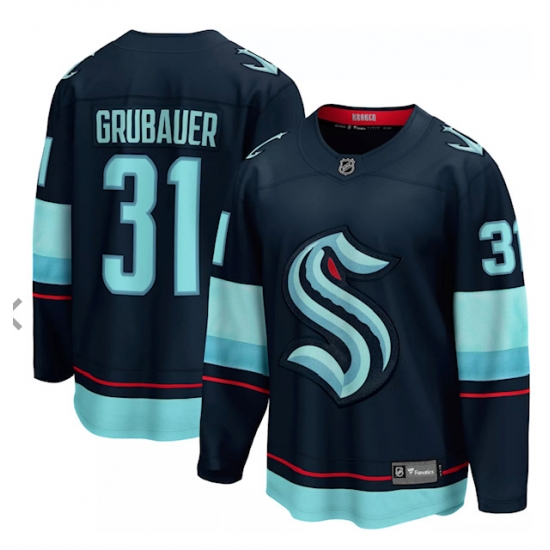 Men Seattle Kraken 31 Paul Grubauer Navy Blue Adidas Stitched NHL Jersey Men Seattle Kraken 31 Paul Grubauer Navy Blue Adidas Stitched NHL Jersey