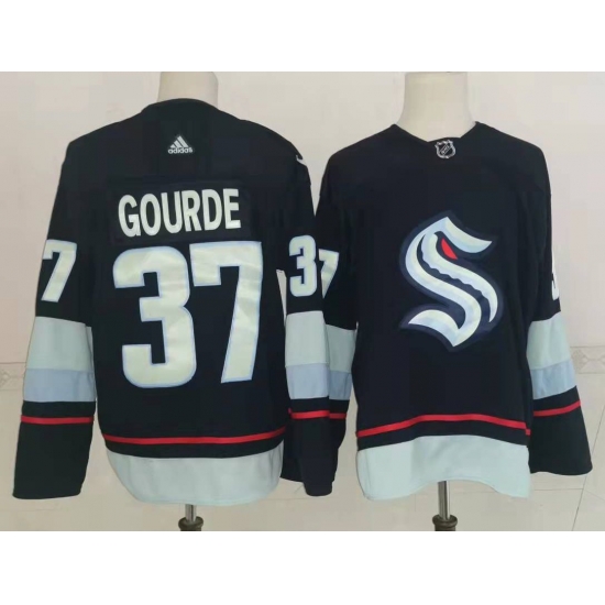 Men Seattle Kraken 37 Yanni Gourde Navy Blue Adidas Stitched NHL Jersey Men Seattle Kraken 37 Yanni Gourde Navy Blue Adidas Stitched NHL Jersey