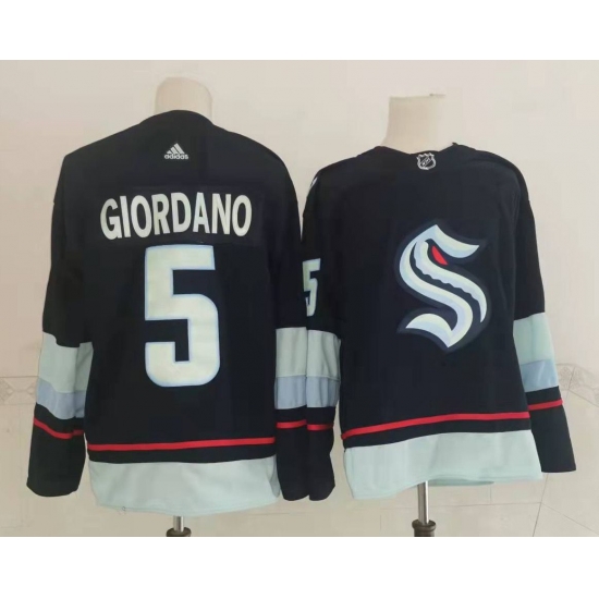Men Seattle Kraken 5 Mark Giordano Navy Blue Adidas Stitched NHL Jersey Men Seattle Kraken 5 Mark Giordano Navy Blue Adidas Stitched NHL Jersey