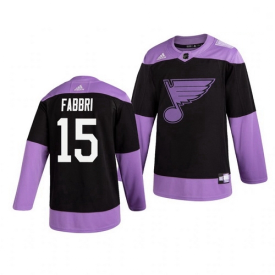 Blues 15 Robby Fabbri Black Purple Hockey Fights Cancer Adidas Jersey Blues 15 Robby Fabbri Black Purple Hockey Fights Cancer Adidas Jersey