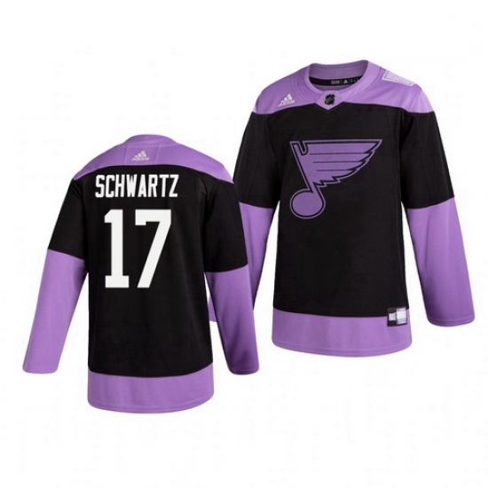 Blues 17 Jaden Schwartz Black Purple Hockey Fights Cancer Adidas Jersey Blues 17 Jaden Schwartz Black Purple Hockey Fights Cancer Adidas Jersey