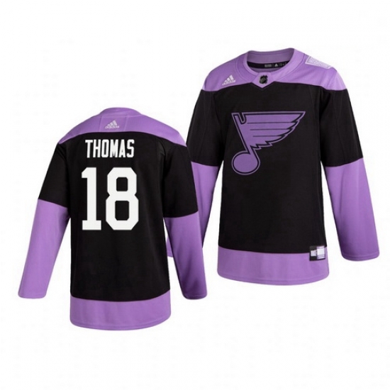 Blues 18 Robert Thomas Black Purple Hockey Fights Cancer Adidas Jersey Blues 18 Robert Thomas Black Purple Hockey Fights Cancer Adidas Jersey
