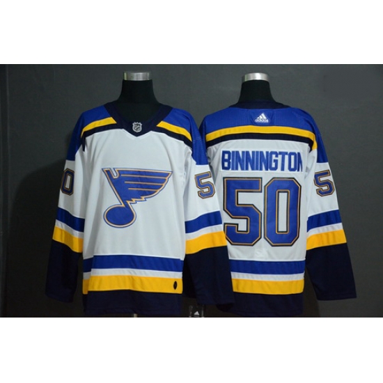 Blues 50 Jordan Binnington White Adidas Jersey Blues 50 Jordan Binnington White Adidas Jersey